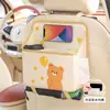 Bolsa de almacenamiento para respaldo de asiento de coche de dibujos animados, organizador de caja de pañuelos para coche creativo, cubo de basura colgante multifuncional para coche