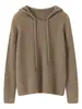 Nuevo suéter de cachemir 100% puro Yuanbaozhen para otoño e invierno para mujer, sudadera con capucha tejida con mangas insertadas, color liso
