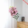Flores de Lírio de Madeira com Pétalas Grandes São Exibidas na Sala de Estar com Vários Arranjos Florais Combinados com Peças Decorativas Suaves e Arranjos Florais em Vasos na Entrada