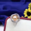 Novo Anel de Pérola de Água Doce Feminino 8-9mm Levemente Imperfeito Couro Claro Bom Simples Joker Moda Feriado Sogra