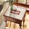 Estilo Americano Lujo Ligero Gama Alta Alfombrilla para Mesita de Noche Serie Floral Estilo Retro Alfombrilla para Mesita de Noche de Dormitorio Impermeable sin Lavar Mesa
