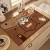Alfombrilla Absorbente Creativa Estilo Dibujos Animados para Encimera del Hogar, Alfombrilla para Mesa de Comedor, Alfombrilla Drenante para Cocina, Alfombrilla para Secar Vajilla, Alfombrilla Antideslizante
