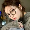 Gafas Redondas Ultraligeras Estilo Coreano para Mujer, Retro Negro y Dorado, Efecto Adelgazante, Se Pueden Montar Lentes Graduadas, Bloqueo de Luz Azul, Aspecto Natural, Montura para Gafas de Miopía