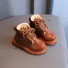 Nuevos zapatos de otoño e invierno para niños, botas de cuero para niños, Botas Martin de suela blanda, Botines de cuero versátiles para niños y niñas, elegantes y cálidos