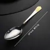 Juego de Cuchillo, Tenedor y Cuchara de Acero Inoxidable Transfronterizo con Diseño Vintage en Relieve y Corona Parcialmente Chapada en Oro, Adecuado para Hoteles de Estilo de Oriente Medio y Europeo y Comedor Occidental