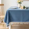 Toalha de Mesa de Comércio Exterior Algodão Linho Borla Toalha de Mesa para Mesa de Jantar Cor Sólida Restaurante Mesa de Centro Sala de Estar Sala de Jantar Toalha de Mesa Decorativa