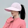 Sombrero de sol de verano estilo coreano de ala ancha y parte superior abierta para mujer, de secado rápido, transpirable, adecuado para deportes al aire libre, hace que la cara se vea más pequeña