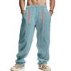Pantalones deportivos casuales de hip-hop de pierna ancha sueltos de lino transpirable para hombre de cuatro estaciones transfronterizos europeos y americanos