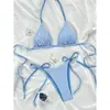 Traje de baño de dos piezas a rayas con cuello halter para mujer 2026, Bikini sexy con cordones de Aliexpress, Ropa de baño para playa y spa para mujer