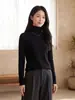 Suéter de punto de lana pura sin costuras de cuello alto con hilo Yangzi para mujer, jersey fino de manga larga ajustado, camiseta base, suéter de otoño