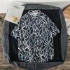 Camisas totalmente impressas para homens, estilo havaiano Hong Kong da moda, camisas casuais soltas de manga curta para casais, jaquetas de roupas de proteção solar da moda