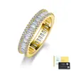 Anillo de Banda Infinita de Plata de Ley S925 con Moissanita Corte Cuadrado con Piedras Redondas Pavé Completo para Mujer Anillo Versátil Apilable Fábrica de Origen