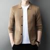 Cardigã de tricô de lapela masculino de alta qualidade para primavera e outono, suéter moderno, nova moda, casaco jaqueta casual, vestuário masculino