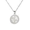 Comercio exterior exportación superventas colgante redondo de acero inoxidable para mujer con circonita transparente geometría sagrada espíritu amuleto joyería