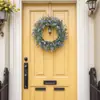 Guirlanda romântica de eucalipto artificial e flores de lírio roxo e lavanda de 17,71 polegadas. Guirlandas de flores artificiais realistas adequadas para portas de entrada, casas, casamentos, salas de estar, decoração interna e externa. Guirlandas de flores realistas de primavera e verão são perfeitas para decoração de feriados sazonais