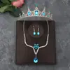 Conjunto de Três Peças Coroa Nupcial Coroa de Casamento Tiara Colar Brincos Coreano Super Fada Acessórios Vestido de Noiva