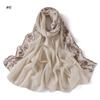 Comércio Exterior Simples Cor Sólida Flor Pequena Espiga de Trigo Renda Pérola Chiffon Lenço Longo Leve Respirável Lenço de Cabeça para Mulheres