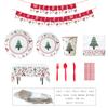 Decoração de Natal Transfronteiriça Tema de Festa Talheres Terno Bandeja de Papel Descartável Suprimentos de Natal Árvore de Natal Bandeja de Jantar