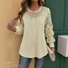 2026 Europeu e Americano comércio exterior transfronteiriço Amazon outono nova onda padrão renda acabamento emendado camisa feminina de manga longa