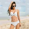Venta Directa de Fábrica Bikini Pequeño Estilo Fragante Verde Militar Traje de Baño para Mujer Push-up Sexy Pecho Pequeño Con Aros Playa Fuente Termal Traje de Baño