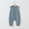 Mameluco para Bebé Estilo Nórdico Verano Gasa de Algodón Puro Transpirable Mameluco sin Mangas para Bebé Color Sólido Traje para Gatear