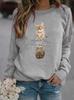 2025 Exportación Europeo y Americano Nuevo Exportación Gatito Animal Europeo y Americano Estampado Cuello Redondo Sudadera Suelta Casual Top