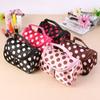 Moda Nova de Verão 2024 Bolsa de Maquiagem de Nylon com Bolinhas Estilo Coreano Bolsa de Armazenamento Portátil Feminina Dropshipping