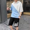 Camiseta de Manga Curta Estilo Coreano Fashionable Estudantes Adolescentes Personalidade Bonita Conjunto de Camisetas de Meia Manga Soltas Meia Manga Masculina