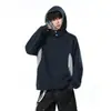 Em estoque, novo modelo outono 2026, algodão chinês de peso pesado 380g, moletom com capuz casual oversized com design de patchwork, W6096-
