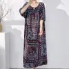 Estilo Nuevo 2026 Estilo Nacional Bata de Noche para Mujer, Verano Elegante y de Alta Gama Algodón Seda Ropa de Dormir, Nuevo Estilo Chino Vestido Largo de Algodón Seda para Vacaciones en la Costa