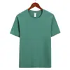 Top unisex liso de manga corta, cuello redondo, 230g, 21 hilos, peinado compacto, hilado siro, algodón puro, simple, versátil