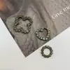 Acessórios de liga cinza com diamantes vazados estilo coreano joias simples de coração oval acessórios de cabelo feitos à mão bolsa sapatos acessórios de flor