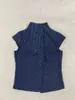 Camisa de Estilo Coreano Y2K con Estampado de Rayas Francesas, Doble Botonadura, Cuello Alto, Corte Ajustado, Simple, Elegante, Versátil