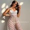 Comercio Exterior Transfronterizo Ropa de Dormir Europea y Americana Sexy de Mujer con Tirantes de Encaje y Malla Corazón Abertura Frontal Falda Larga Traje Sexy Pijama