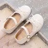 Zapatos planos de punta baja para niñas, nueva colección primavera/otoño 2026, zapatos de piel con lazo para niñas pequeñas, zapatos de princesa, suela suave, antideslizantes, zapatos de abuela