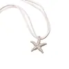 Moda Europea y Americana Estrella de Mar Bailarina Set de Collar y Aretes Estilo Festivo Cuerda de Terciopelo de Doble Capa Serie Oceánica Collar y Aretes