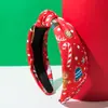 Faixa de Cabelo He Ming Estampa de Natal Floco de Neve Boneco de Neve Rena Homem de Gengibre Estampada Nó Ampla Borda Festival Acessórios de Cabelo