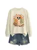 Amazon eBay site independente casual confortável divertido feminino retalhos flor fantasma Halloween nova blusa de moletom