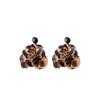 Aretes Retro Exagerados con Estampado de Leopardo y Flor Grande, Aretes Nicho de Lujo Ligero de Alta Gama, Aretes con Pin de Plata 925, Accesorios para Mujer