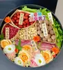 Caja de Regalo de Frutas y Flores del Festival de Mediados de Otoño Caja de Regalo Redonda Negra Paquete de Regalo Caja de Regalo para Cigarrillos Paquete de Materiales DIY