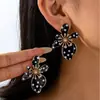 Pendientes de Botón de Lunares Florales Blanco y Negro Clásicos Franceses Versátiles Moda Transfronteriza Europea y Americana Accesorios de Joyería para Mujer