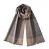 Bufanda de Felpa de Seda a Cuadros de Doble Cara, Calentador de Cuello, Bufanda de Seda de Morera, Unisex, Envoltura de Cuello Versátil y Elegante