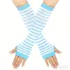 Guantes de Algodón Cálidos de Medio Dedo para Mujer con Manga Rayada de Arcoíris Guantes para Bailar de Hyun-a Guantes de Medio Dedo con Protección Solar para Verano