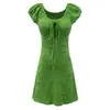 Vestido com Textura Jacquard 3D Estilo Férias Manga Bufante 2026 Verão Novo Emagrecedor Petite Saia Curta