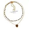 Collar Colgante Gota de Agua Piedra Ojo de Tigre Maillard Estilo Hong Kong Moda Versátil Cadena para Suéter Joyería de Nicho Venta al por Mayor