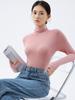 220g Modal Casual Cuello Alto Holgado Camiseta Base Nuevo Otoño/Invierno Color Sólido Manga Larga Camiseta Top para Mujer