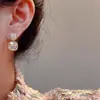 Pendientes Cuadrados de Circonita Dulces y Sencillos Exquisitos para Mujer, de Alta Gama, Versátiles, Pendientes Súper Brillantes, Pendientes de Estilo Nicho