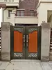Liga de Aço Casa Autoconstruída Villa Porta Principal Aço Inoxidável Madeira-Plástico Porta de Pátio Ferro Forjado Madeira Sólida Porta de Quintal Rural Leide Zhu