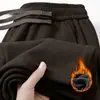 Pantalones de chándal de pana para hombre Otoño Invierno Forro polar Gruesos Cálidos Caída Pierna recta Casual Sueltos Pierna ancha Pantalones largos