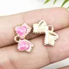 Labial Pequeño de Fragancia que Gotea Aceite Llavero con Lazo Rojo para Labios Colgante de Aleación Accesorios para Pulseras Collares